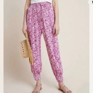 Anthropologie Fuchsia Abstract Print Harem Pink Pants Joggers